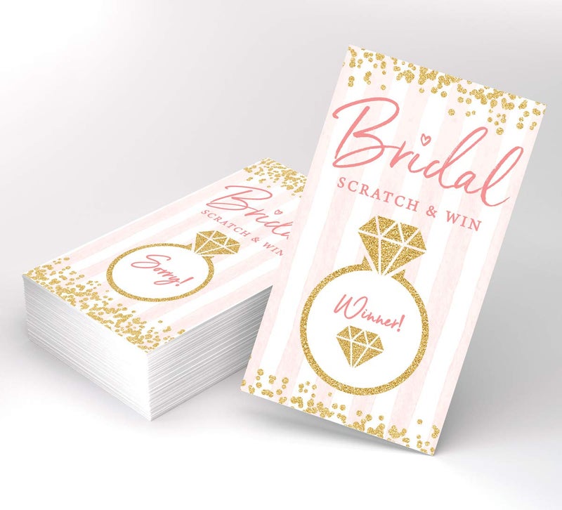Printed Party Bridal Shower Games â€“ Scratch Off Raffle Cards, Fun Wedding Shower Game, Pink and Gold Design, 30 Cards & Stickers - Image 3